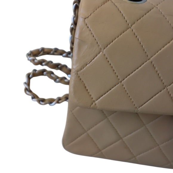 CHANEL Classic Double Flap Bag Small Vintage Beige Silver Hardware (repainted) - Picture 13 of 14